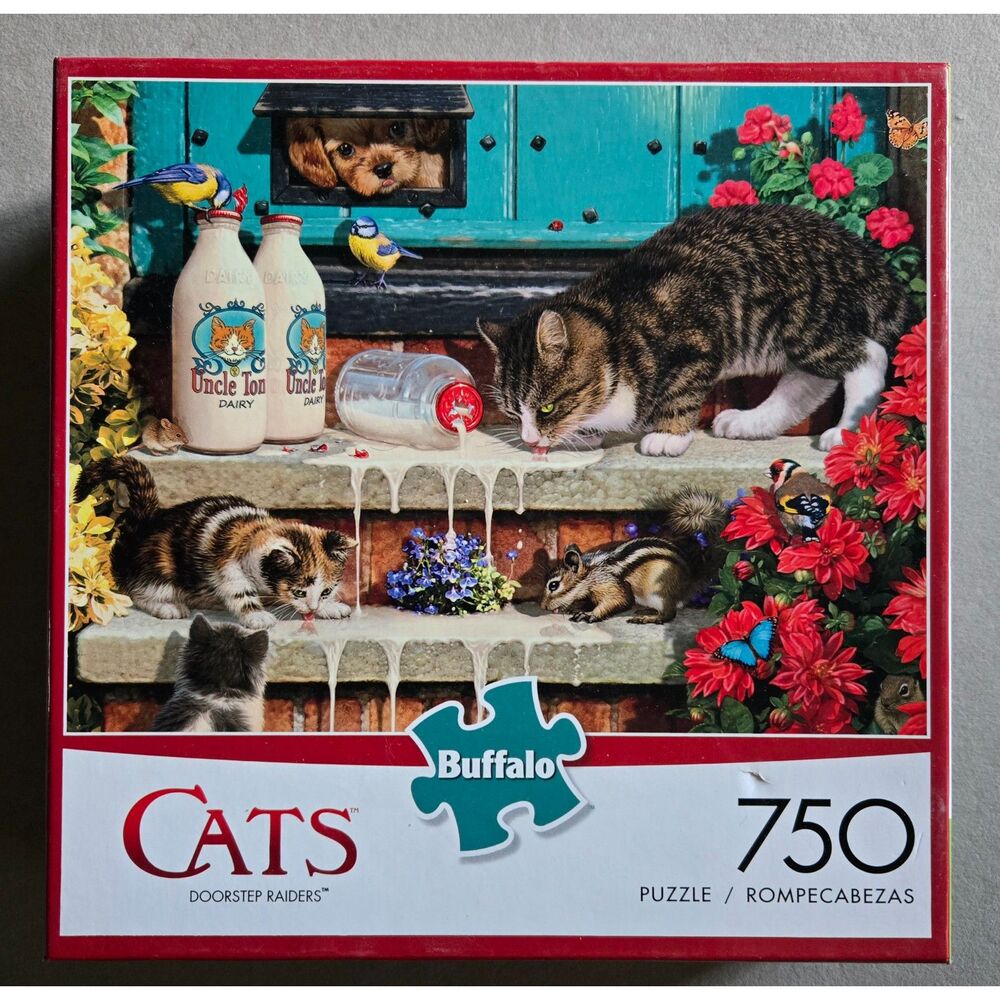 Buffalo Games Cats Doorstep Raiders 750 pc Steve Read Complete Birds Squirrel